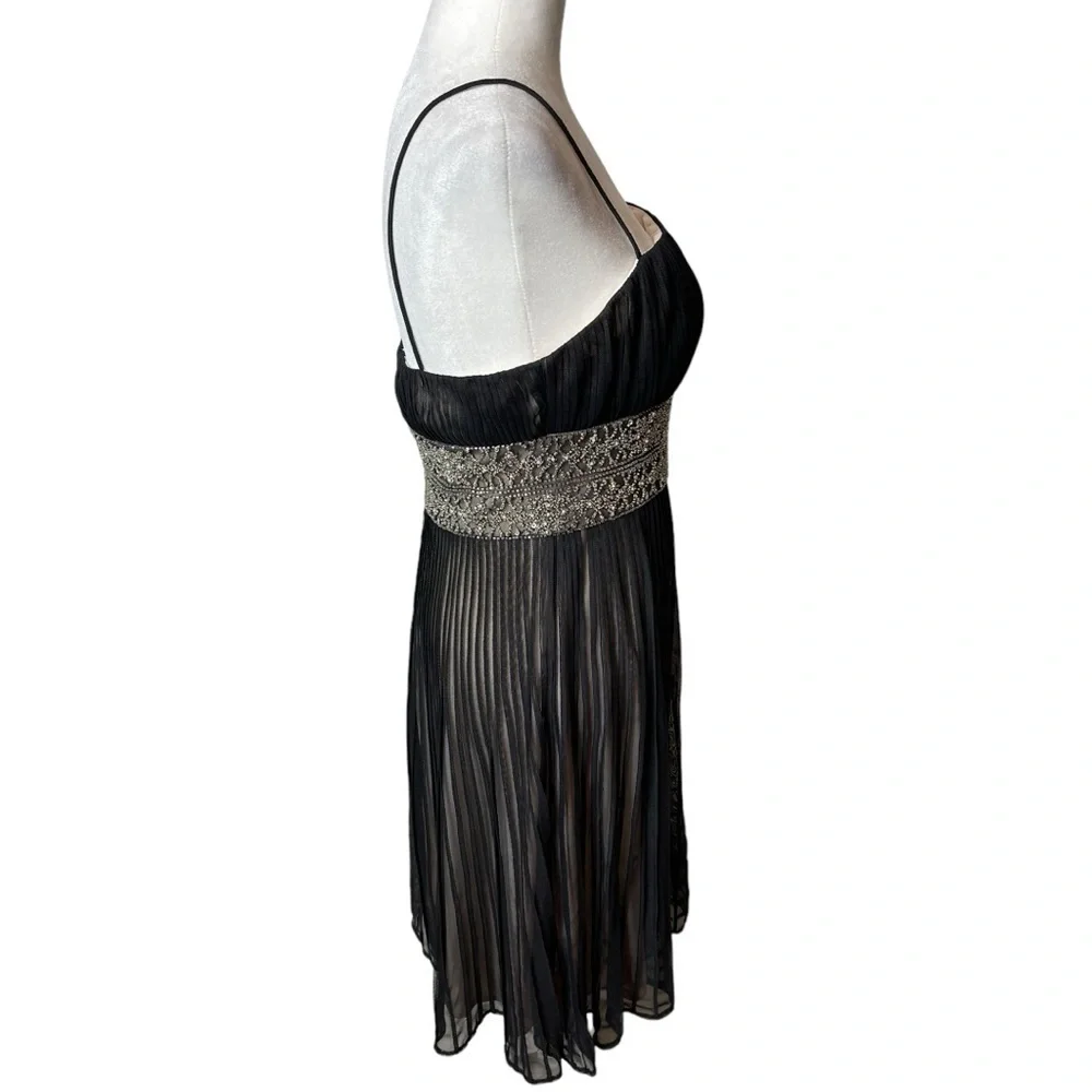 JS Collections Black Chiffon Cocktail Dress Beaded Waist | Size 6 - Picture 6 of 10